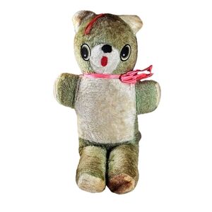 Vintage Carnival Prize Ramona Toy Co Teddy Bear Plush Stuffed 1950s or 60s 21 in